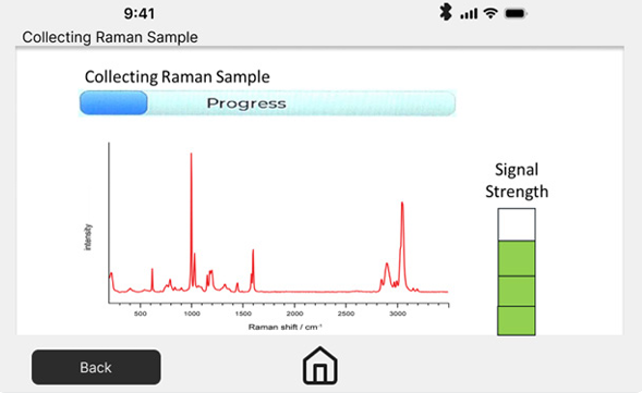 VipIR screen collecting raman sample